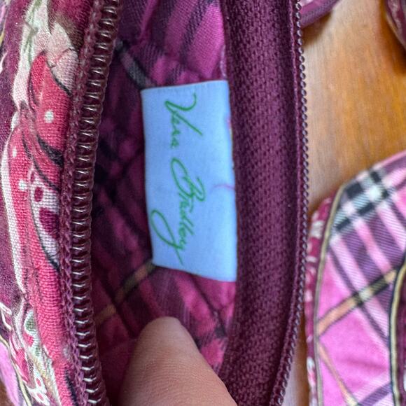 Vera Bradley 4 Piece Set Bag Makeup Bag Change Purse And Wallet Pink Red Floral - Picture 15 of 15